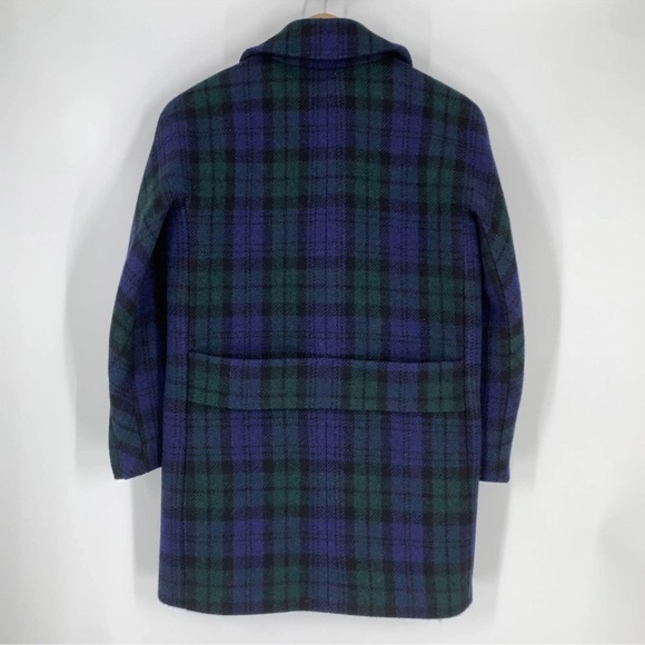J. Crew Black Watch Tartan Wool Blue and Green Plaid Autumn Winter Coat Size 2 - Picture 9 of 12